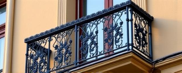 Garde-corps de balcon en fer forgé avec des motifs géométriques élégants.